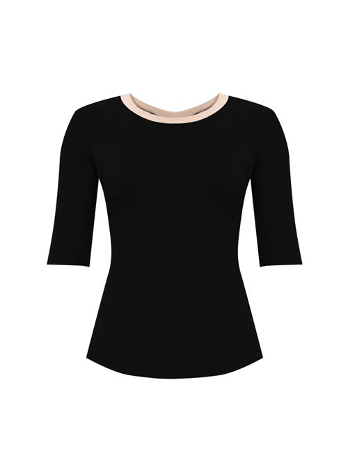 Top in maglia con bande in viscosa lucida e scollo sul retro Elisabetta Franchi | MK67S61E2685